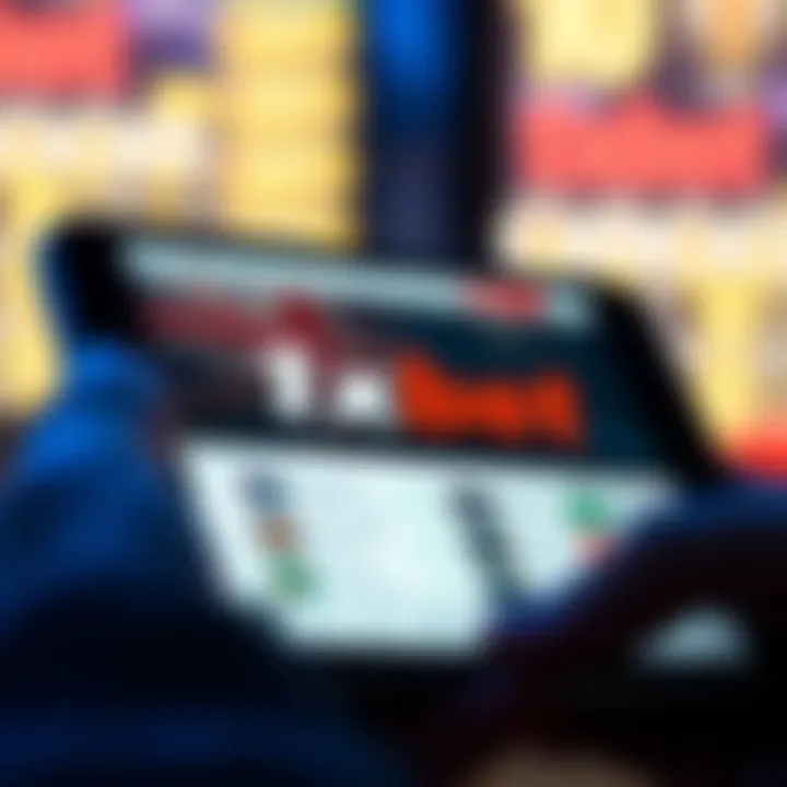 Illustration showing the 1xbet app interface on an iOS device