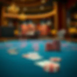 Elegant baccarat table setup with cards and chips