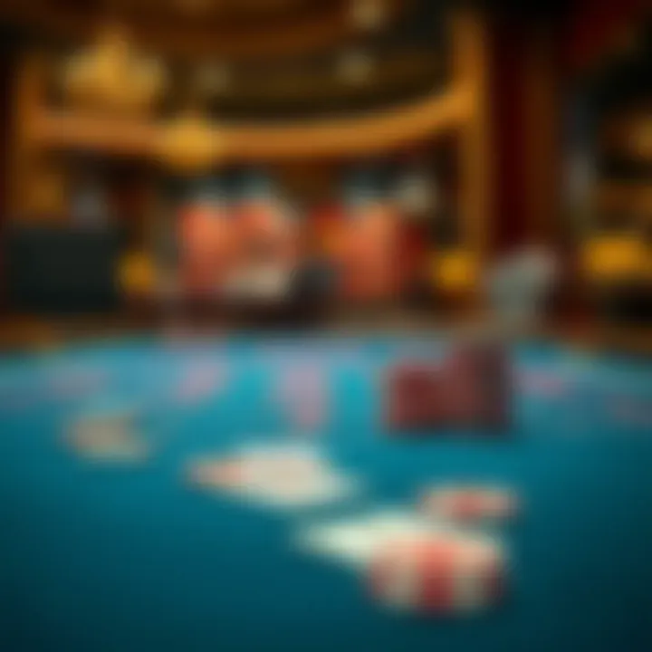 Elegant baccarat table setup with cards and chips