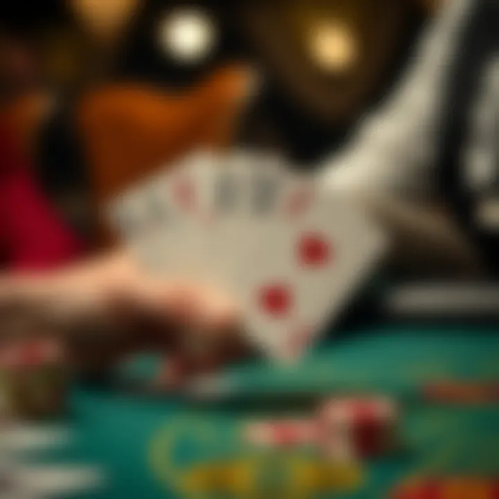 Close-up of a baccarat hand showing cards