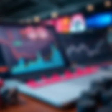 Graphs and charts analyzing trends in online betting activities.