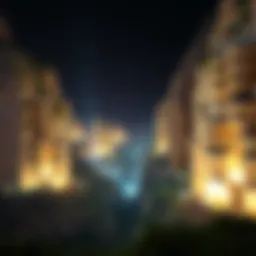 A mystical valley with ethereal lights