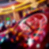 A vibrant roulette wheel spinning in an online casino setting