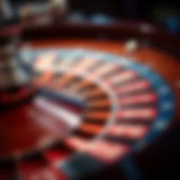 A detailed view of a roulette wheel with vibrant colors